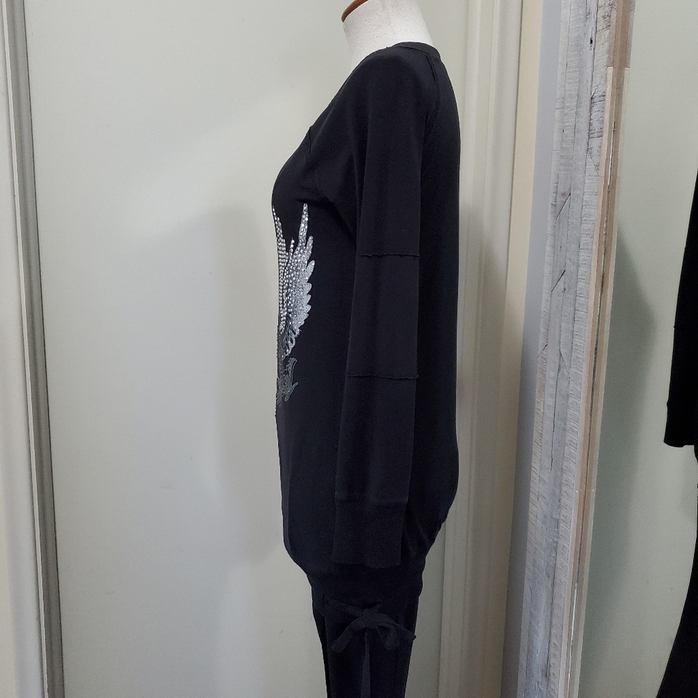 Guess Rocker Screen Print Rhinestone Tunic Black S - Picture 8 of 11